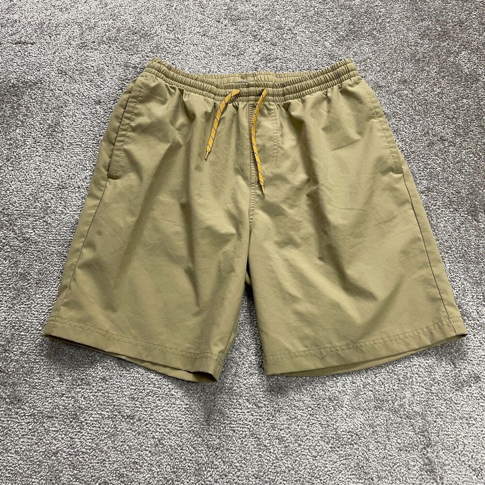 Columbia Chino Shorts Mens Medium Khaki Brown Elastic Waist Slash Pocket 29x8